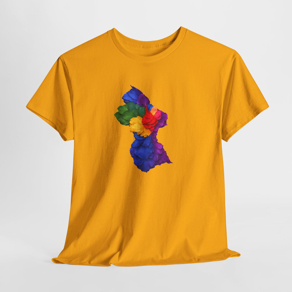 Guyana Floral Map T-Shirt — Colorful Petal Map Tee