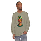 Afro Guyanese Woman Portrait — "Her Presence Does the Talking" Long Sleeve Tee