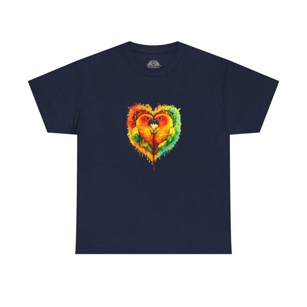 Sun Parakeet Heart Tee — Guyana Wildlife Tribute & Conservation Awareness