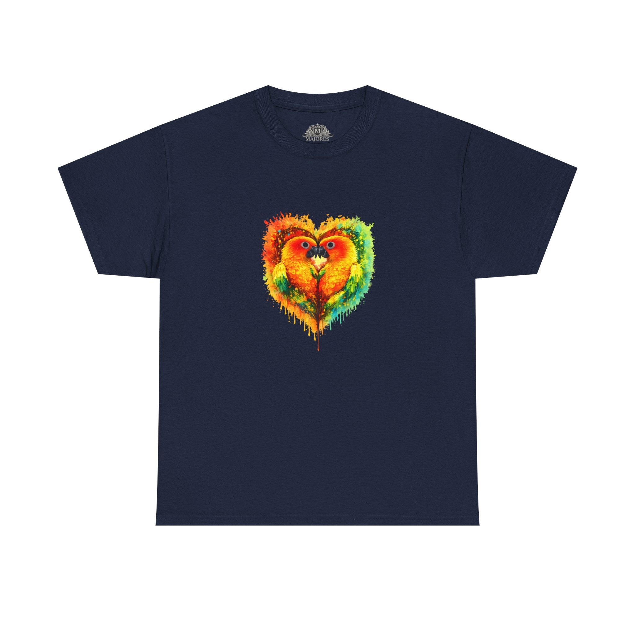 Sun Parakeet Heart Tee — Guyana Wildlife Tribute & Conservation Awareness