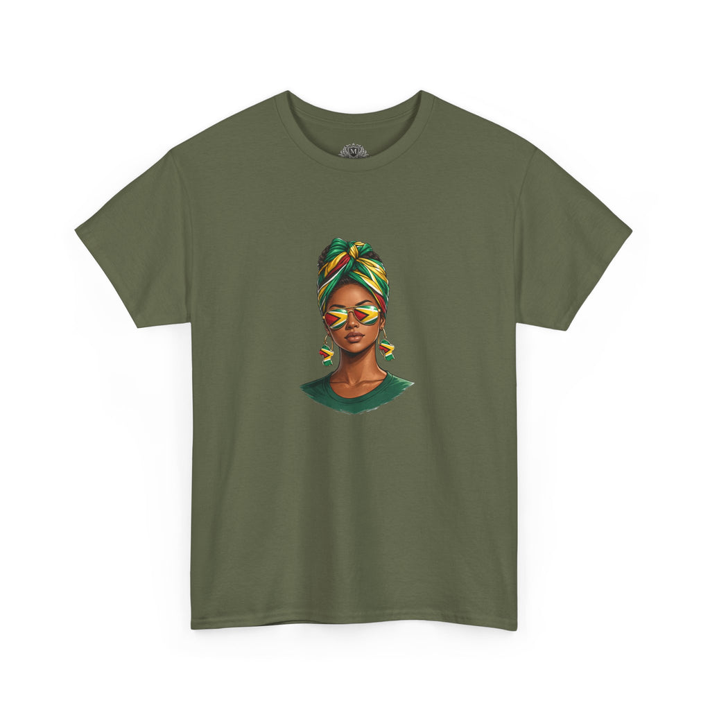 Afro Guyanese Headwrap Portrait T-Shirt — Afrocentric Art Tee