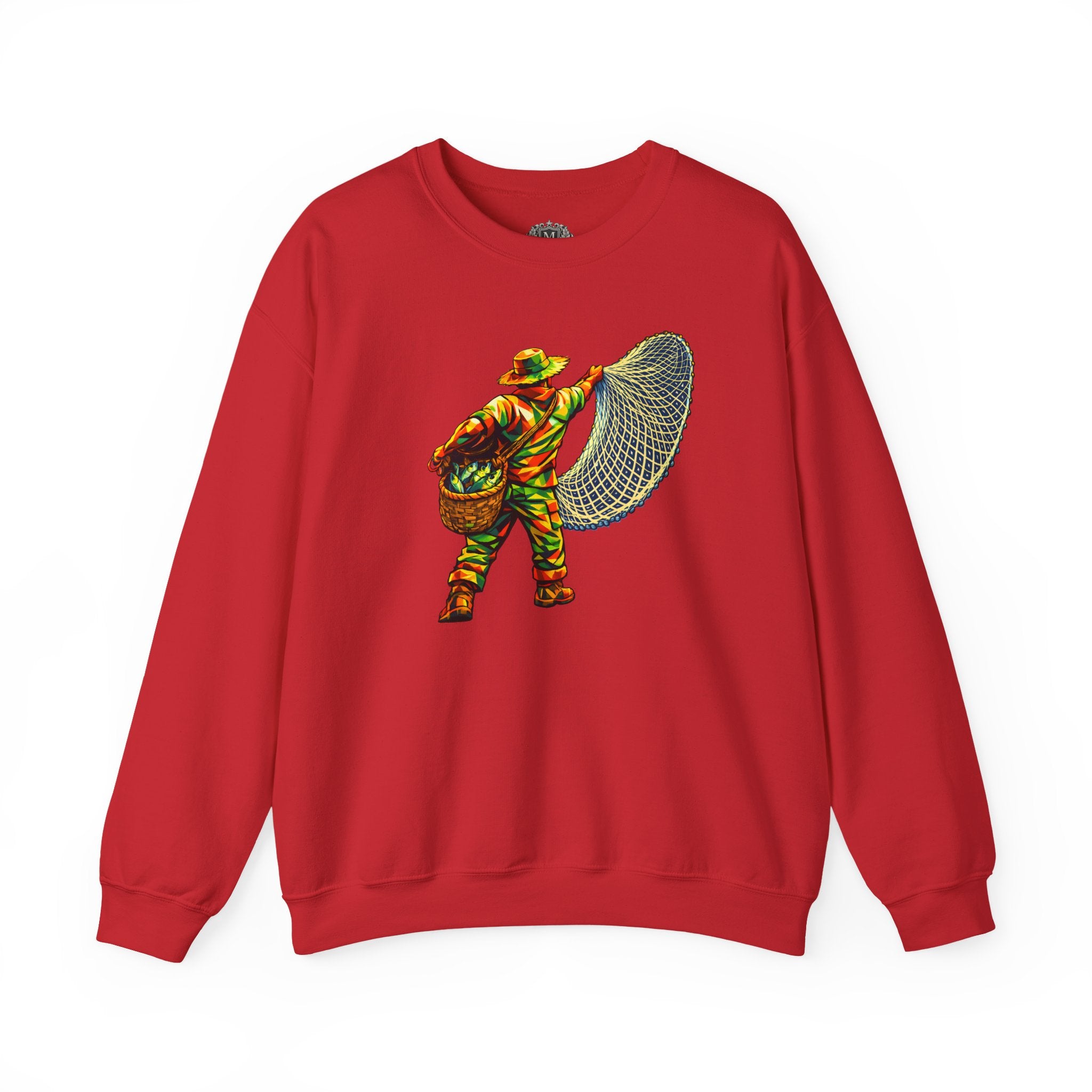 Fisherman with Casting Net Crewneck Sweatshirt — Honoring Our Fishers