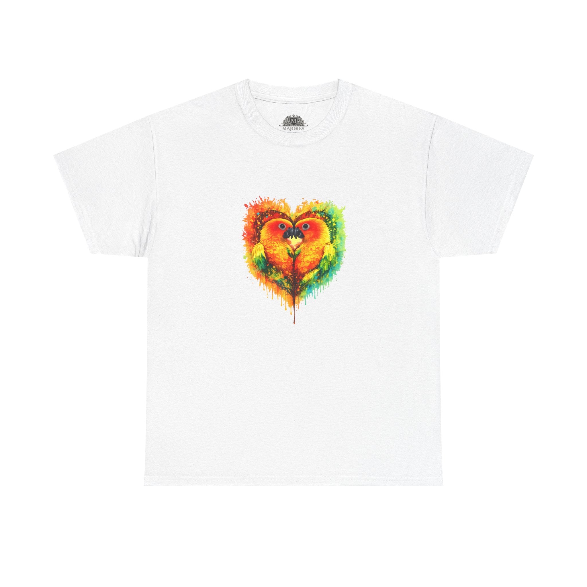 Sun Parakeet Heart Tee — Guyana Wildlife Tribute & Conservation Awareness