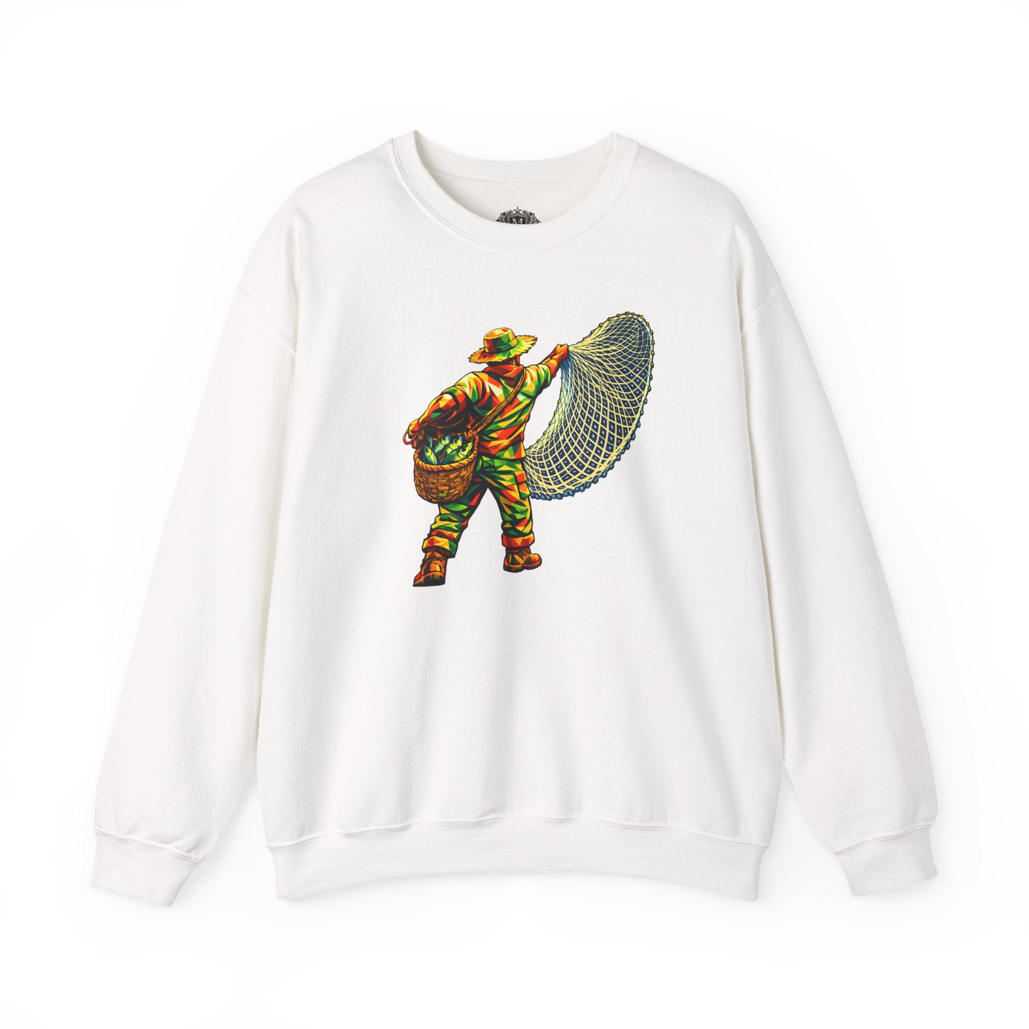 Fisherman with Casting Net Crewneck Sweatshirt — Honoring Our Fishers