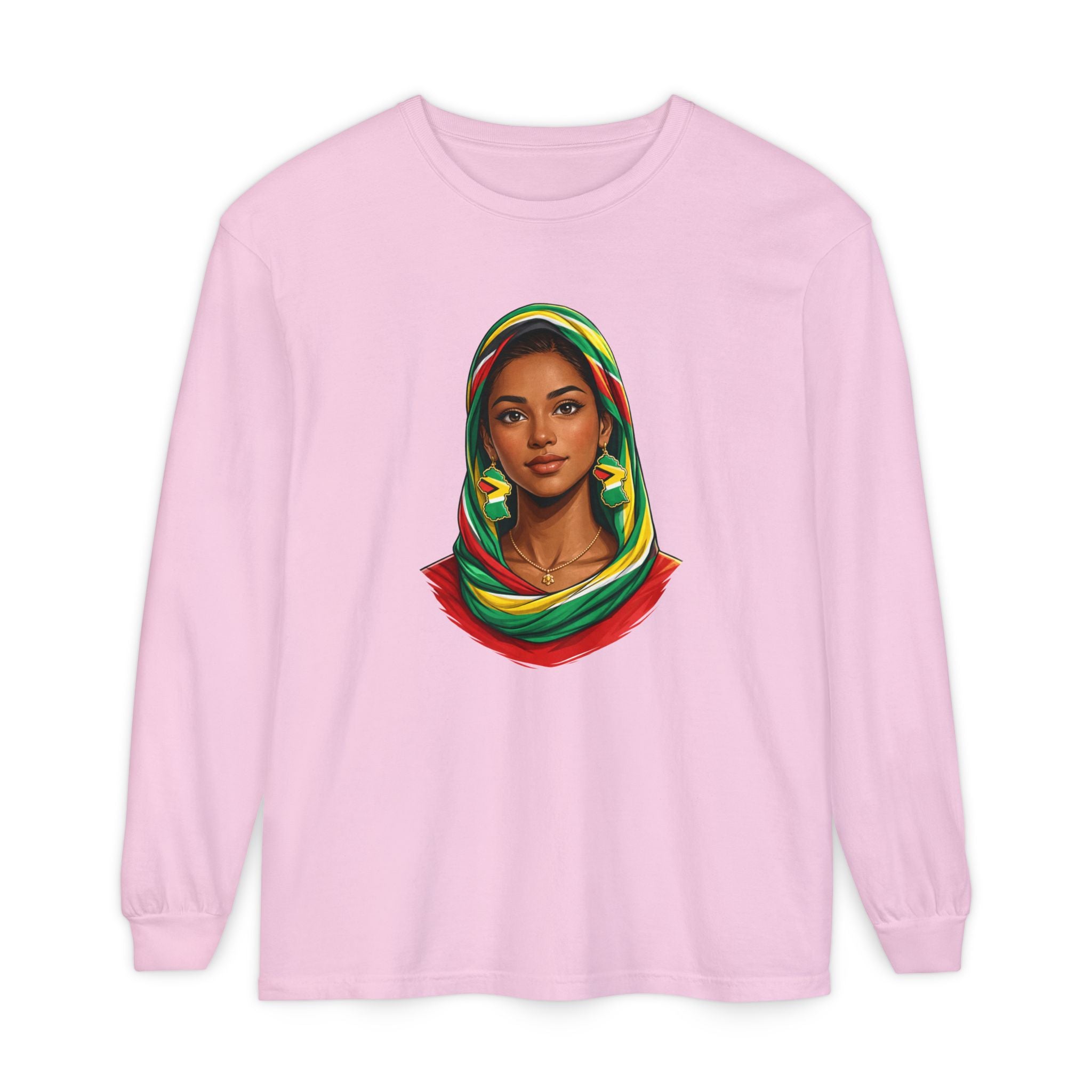 Indo Guyanese Woman Portrait — "Her Grace and Presence Does the Talking" Long Sleeve Tee