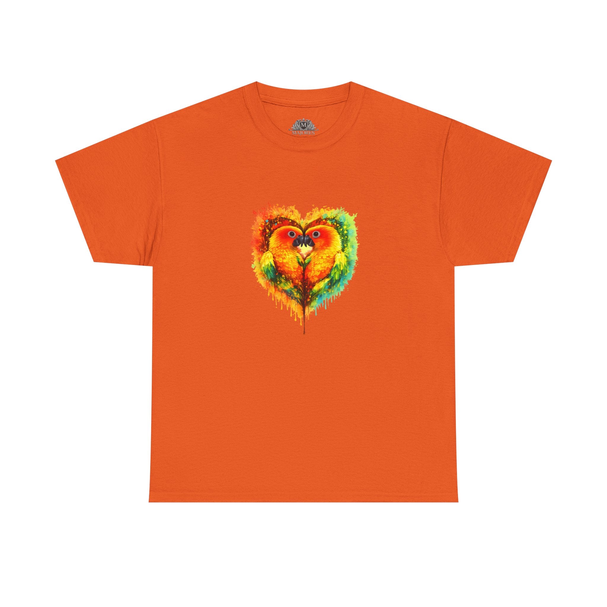 Sun Parakeet Heart Tee — Guyana Wildlife Tribute & Conservation Awareness