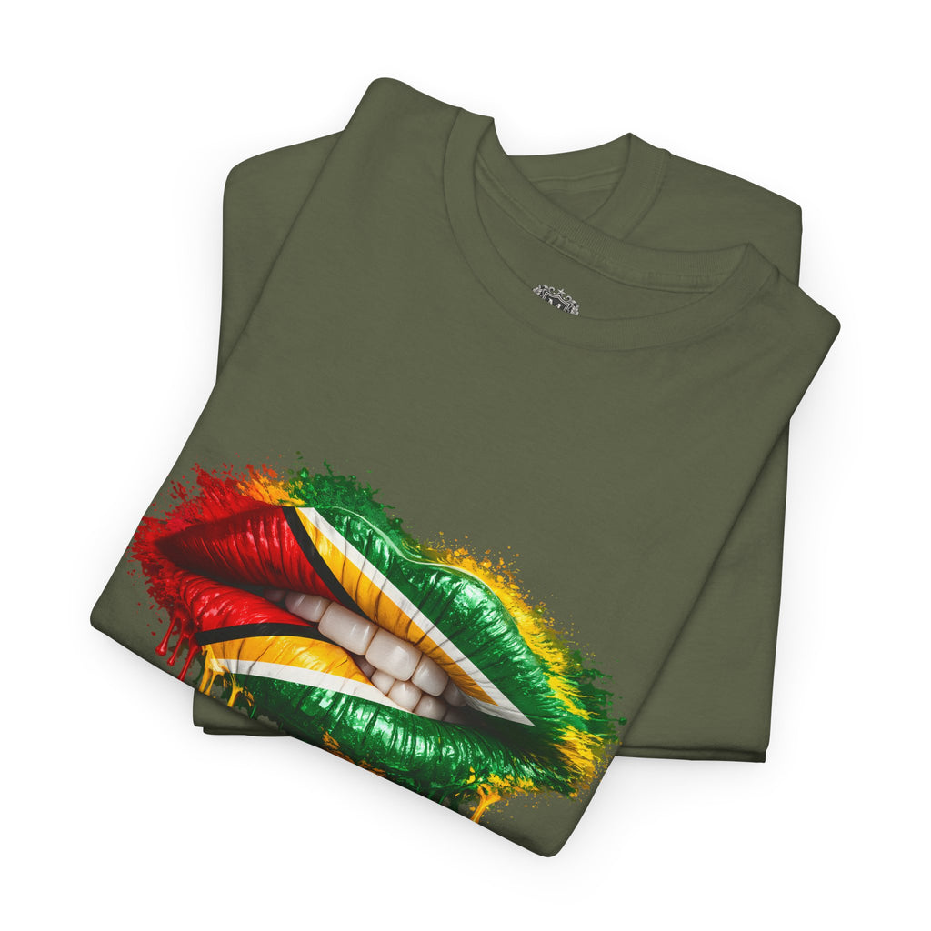 Guyana Flag Lip Oil Painting Graphic Tee