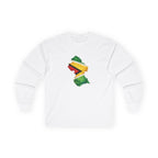 Guyana Flag Map Long Sleeve Tee — Watercolor Guyanese Pride Shirt