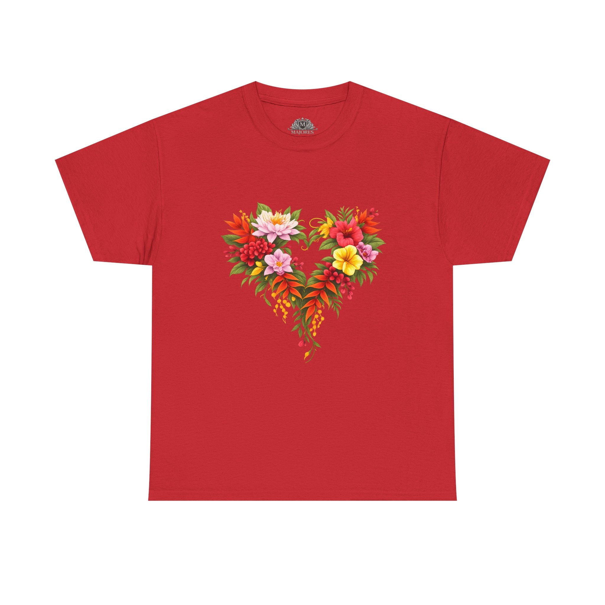 Floral Heart T‑Shirt — Tropical Flower Heart Graphic Tee