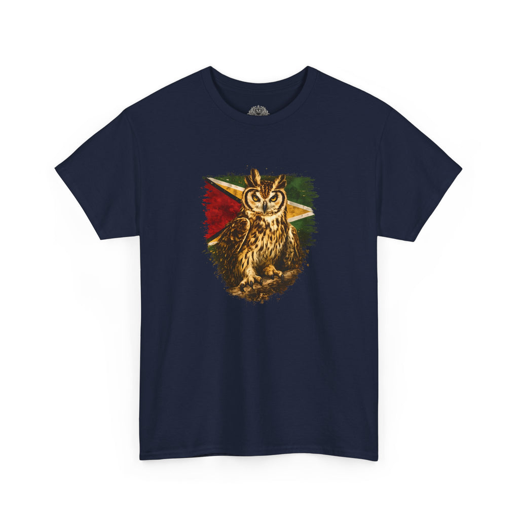 Hunter of the Night - Stripe Owl with Guyana Flag T‑Shirt