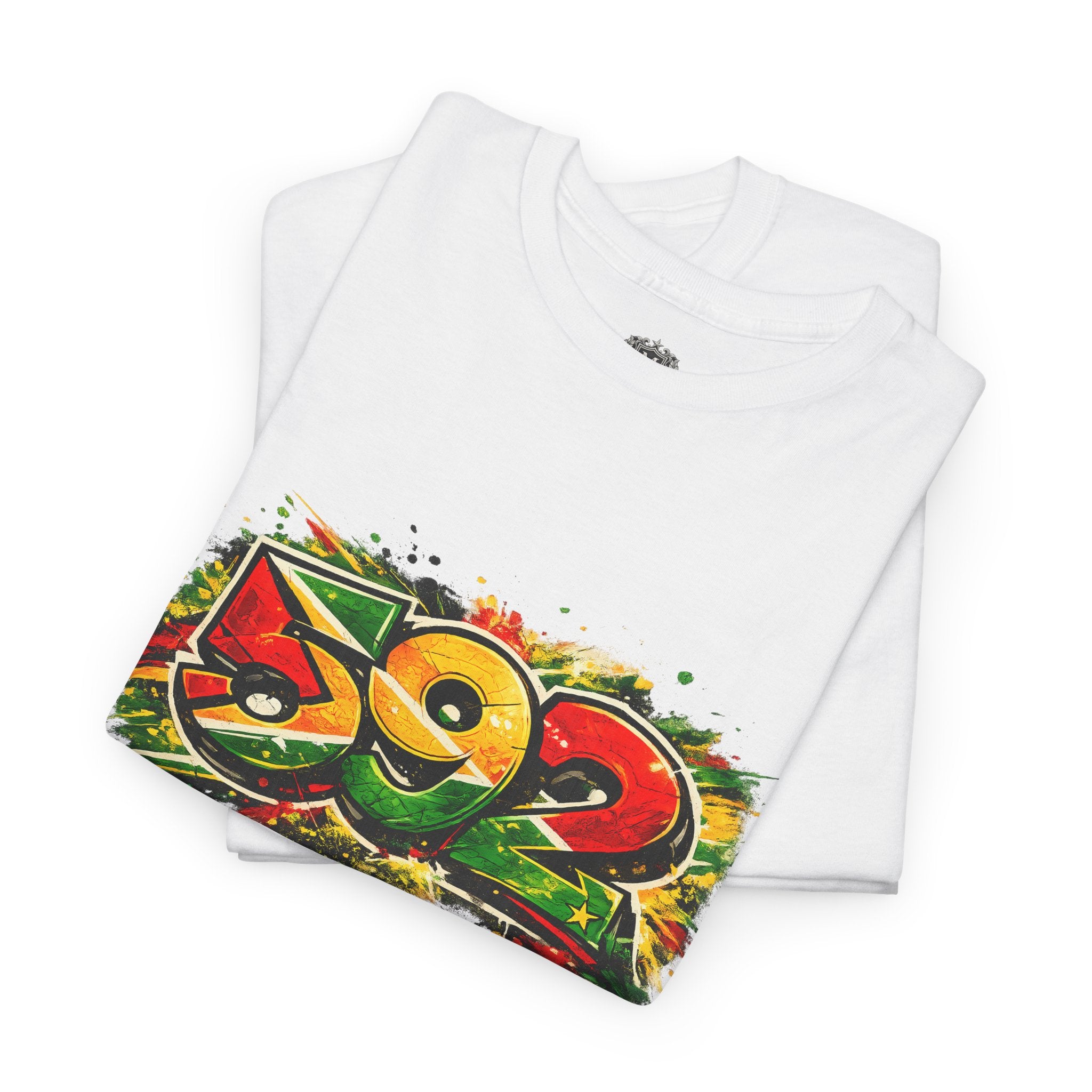 Guyana 592 Retro Street Art Tee — Vintage Area Code Pride