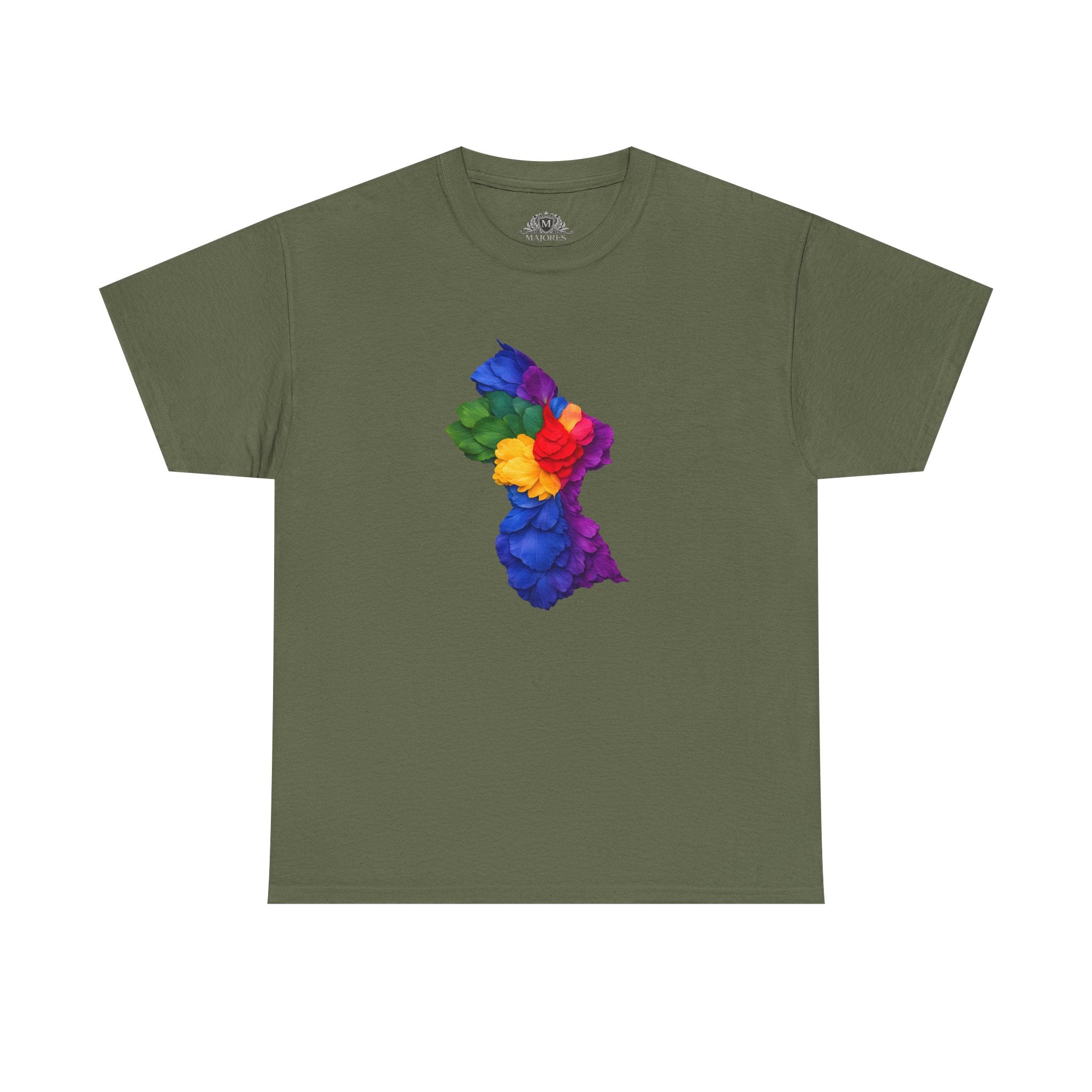 Guyana Floral Map T-Shirt — Colorful Petal Map Tee