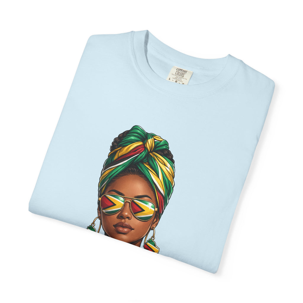 Afro Guyanese Woman Portrait with Headwrap & Sunglasses — Unisex Tee