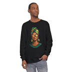 Afro Guyanese Woman Portrait — "Her Presence Does the Talking" Long Sleeve Tee