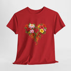 Floral Heart T‑Shirt — Tropical Flower Heart Graphic Tee