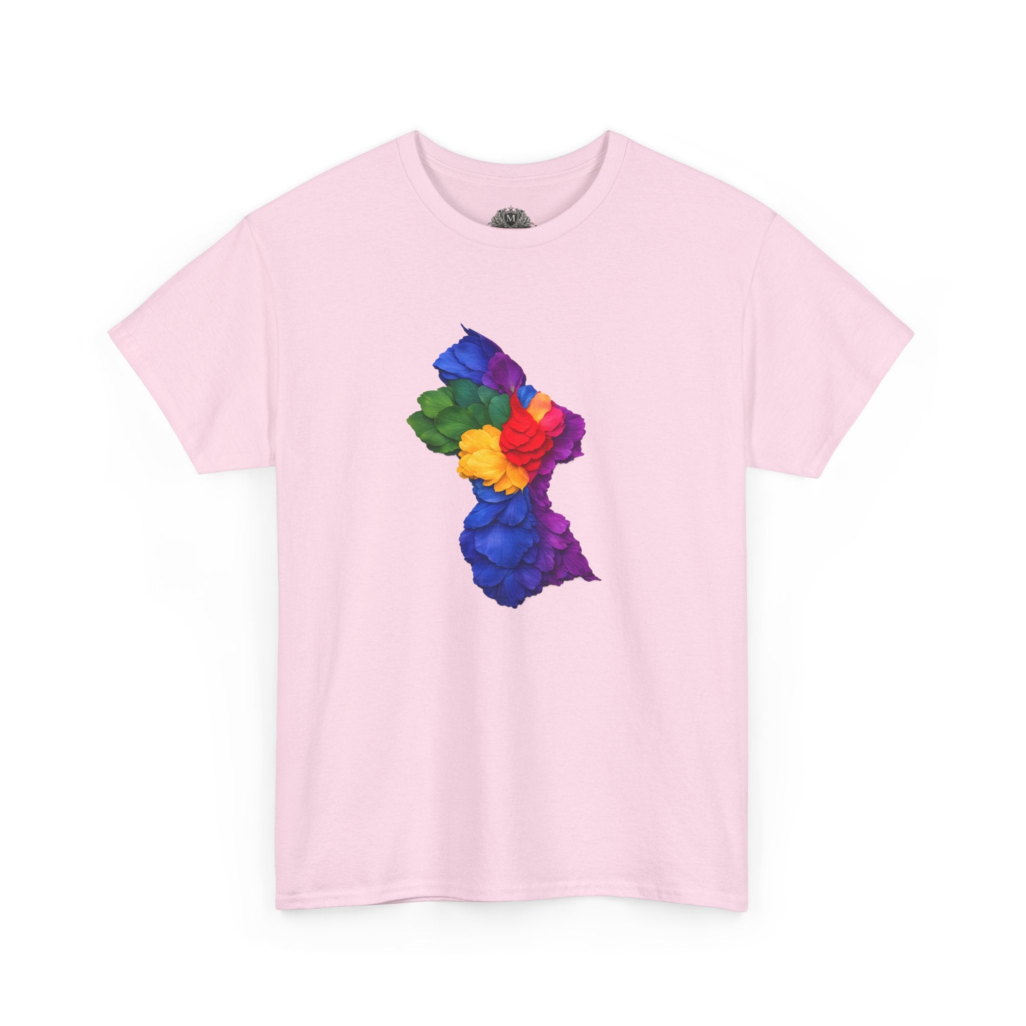 Guyana Floral Map T-Shirt — Colorful Petal Map Tee