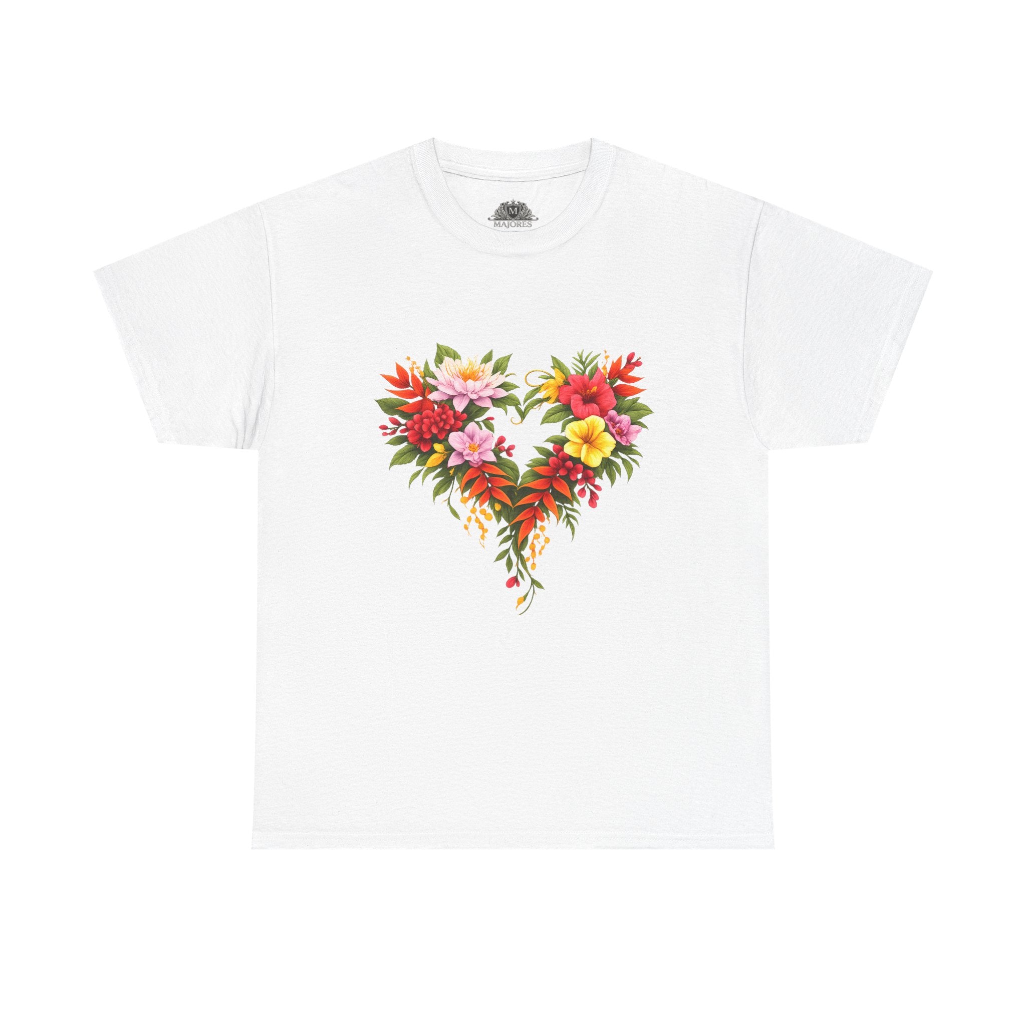 Floral Heart T‑Shirt — Tropical Flower Heart Graphic Tee
