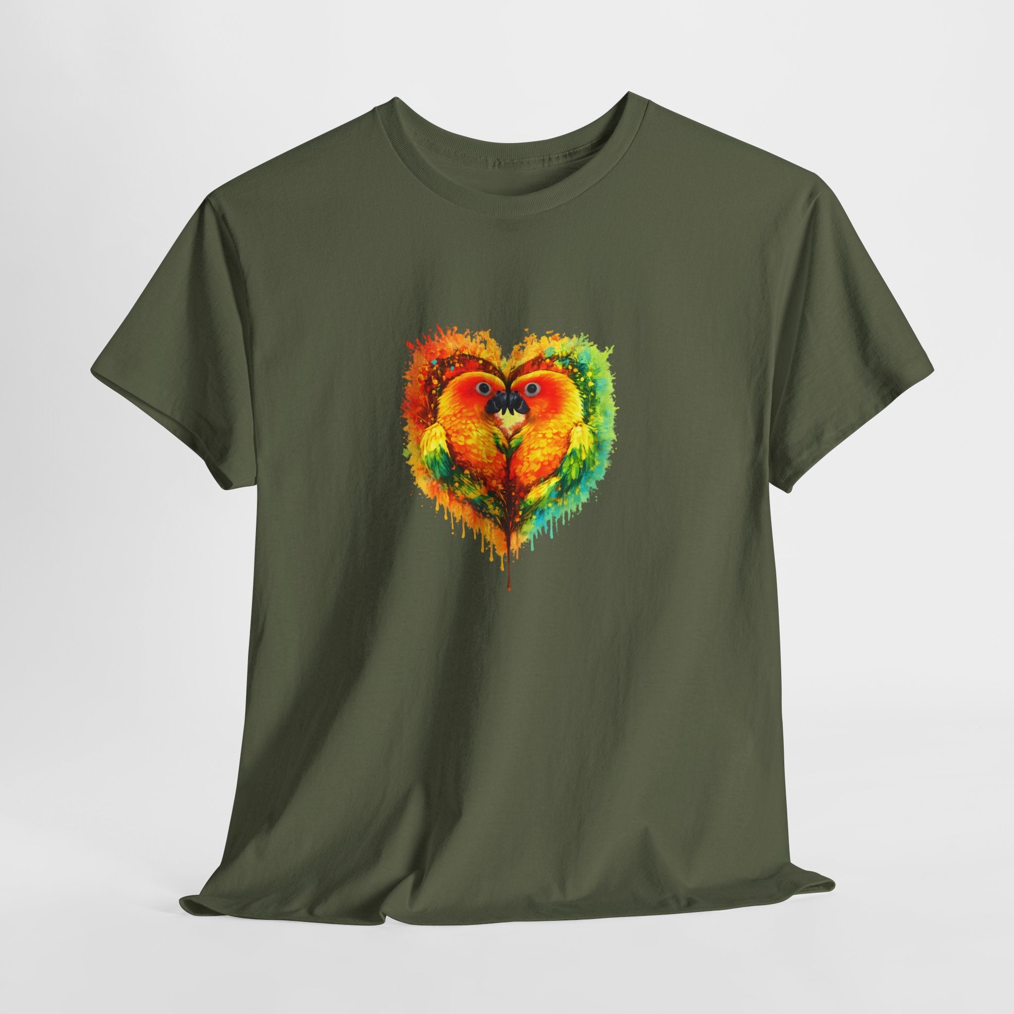 Sun Parakeet Heart Tee — Guyana Wildlife Tribute & Conservation Awareness
