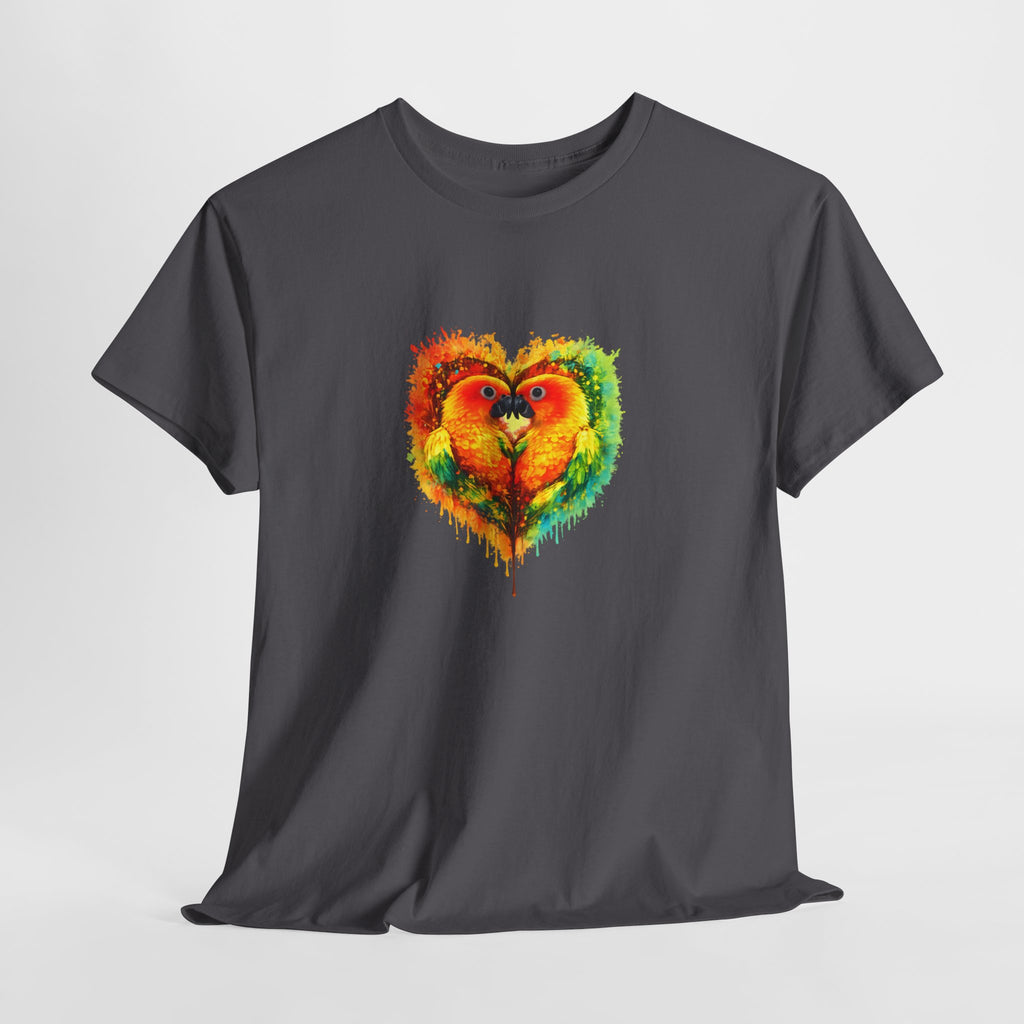 Sun Parakeet Heart Tee — Guyana Wildlife Tribute & Conservation Awareness