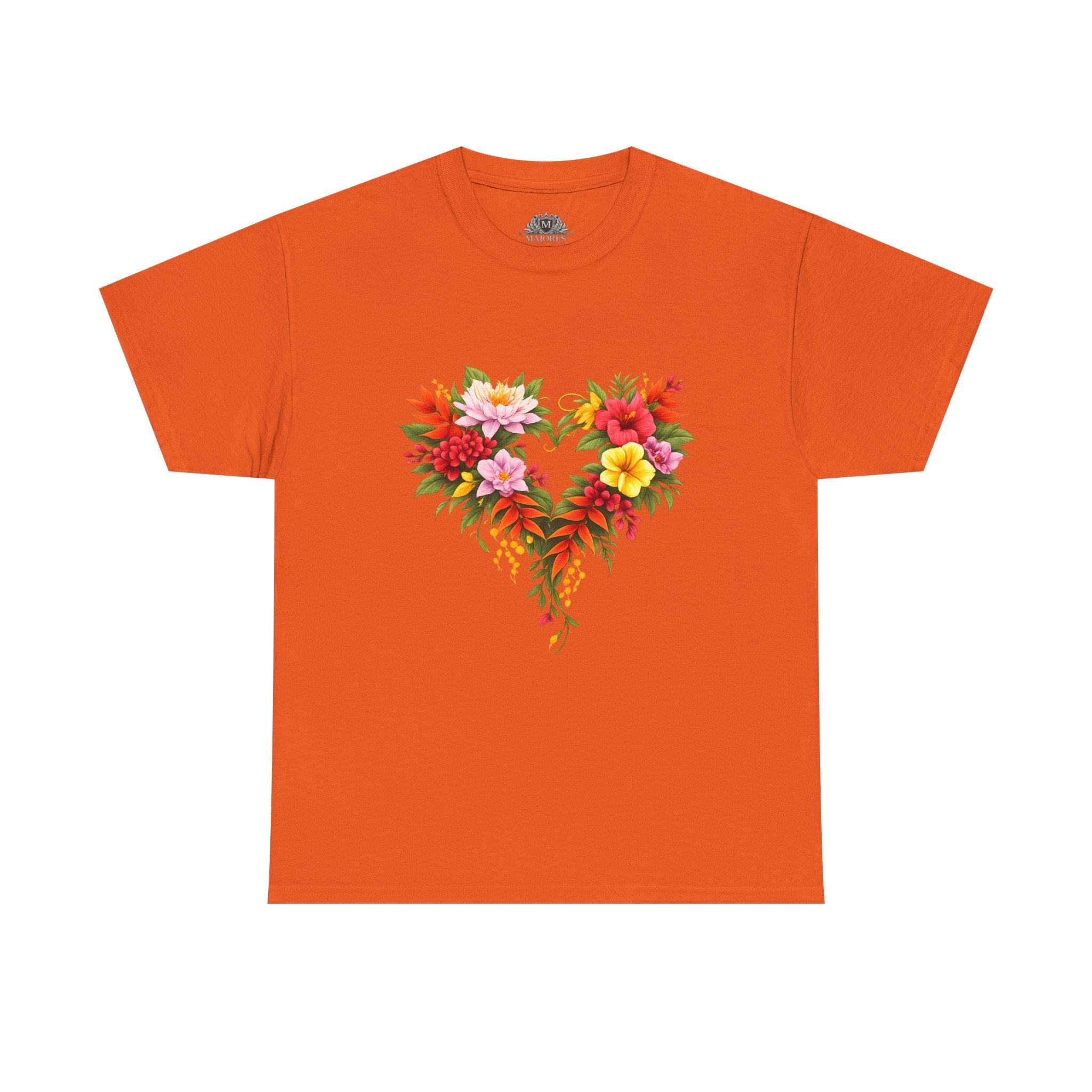 Floral Heart T‑Shirt — Tropical Flower Heart Graphic Tee