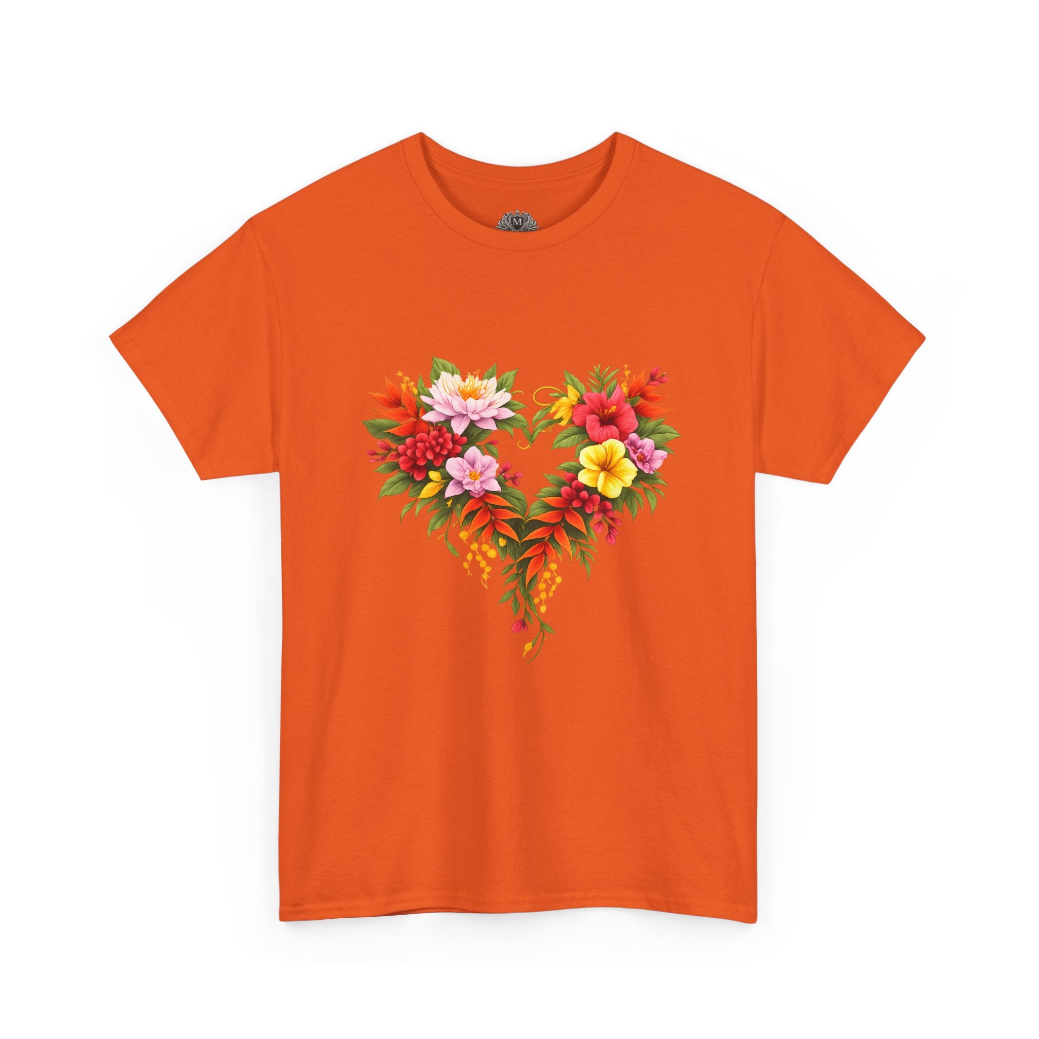Floral Heart T‑Shirt — Tropical Flower Heart Graphic Tee