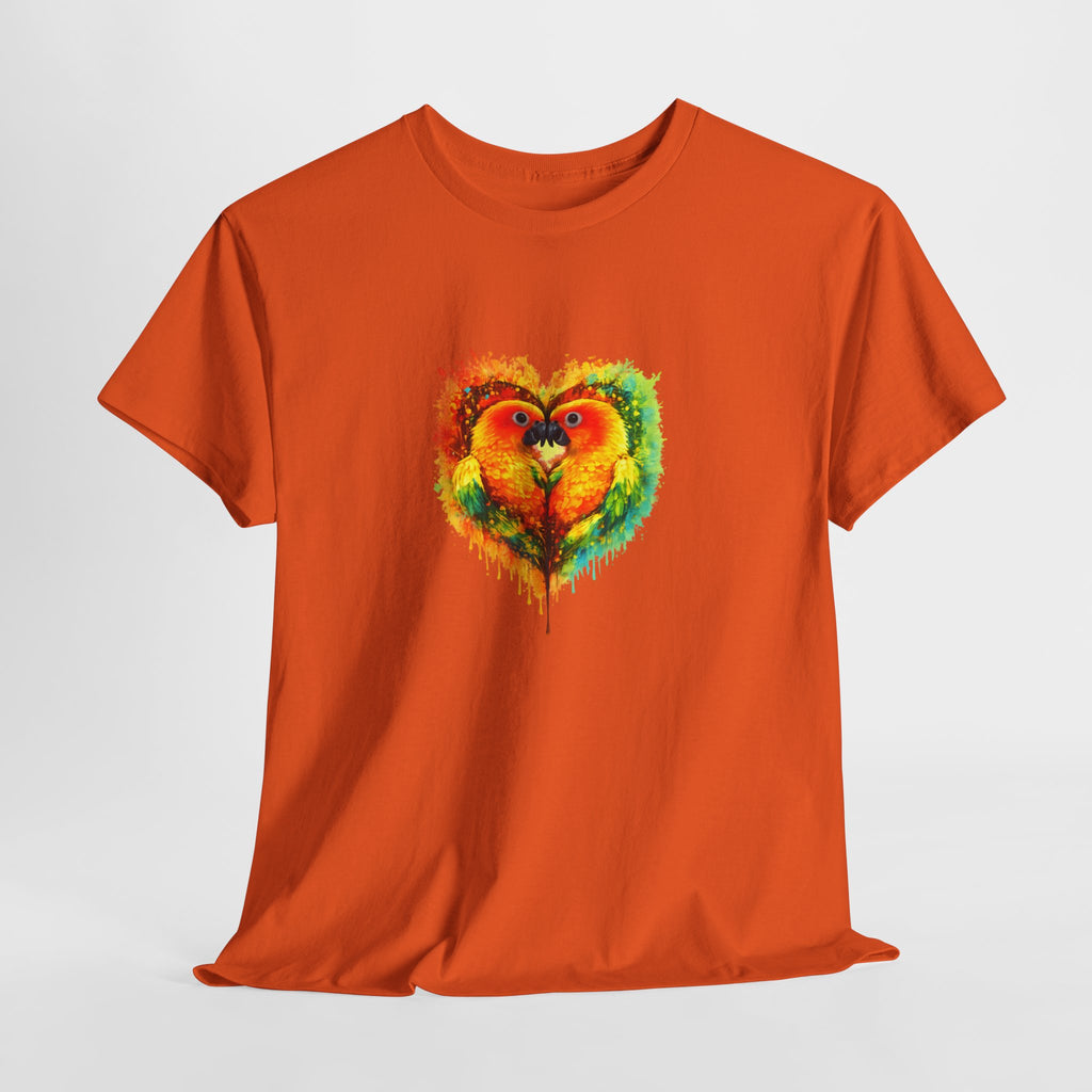Sun Parakeet Heart Tee — Guyana Wildlife Tribute & Conservation Awareness