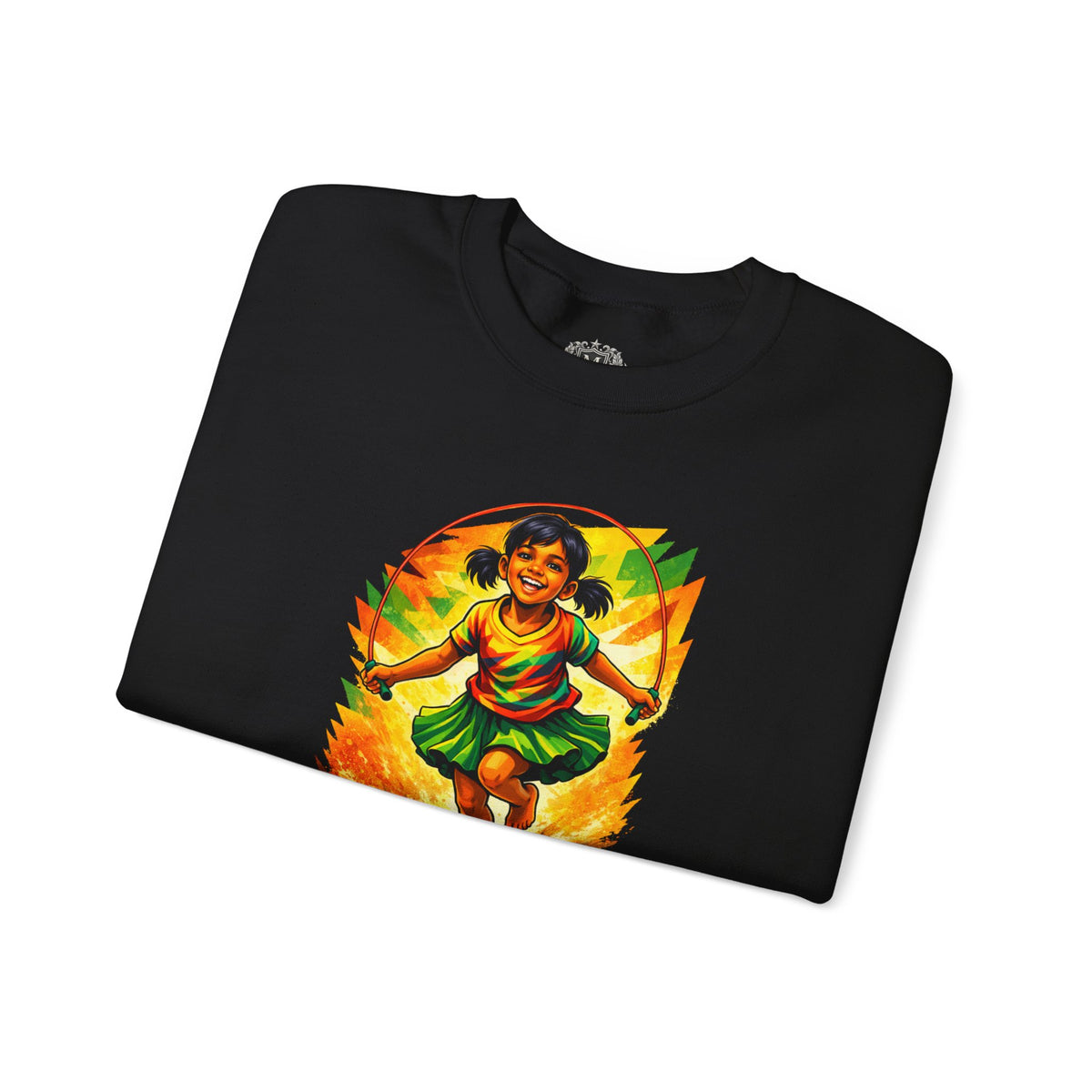 Retro Skipping-Rope Illustration Crewneck Sweatshirt