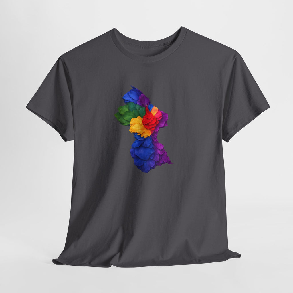 Guyana Floral Map T-Shirt — Colorful Petal Map Tee