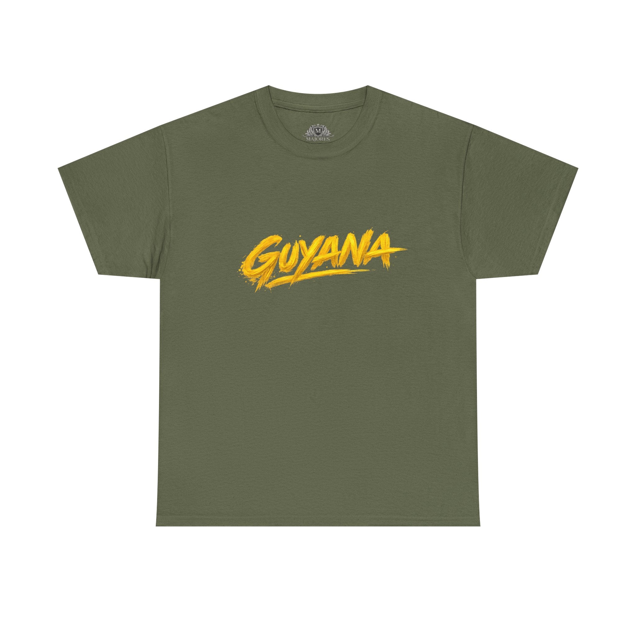 Guyana Script Tee — Bold Yellow Graphic T-Shirt