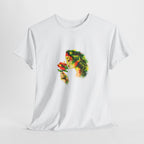Guyana Hibiscus Tee — Woman Smelling Flower