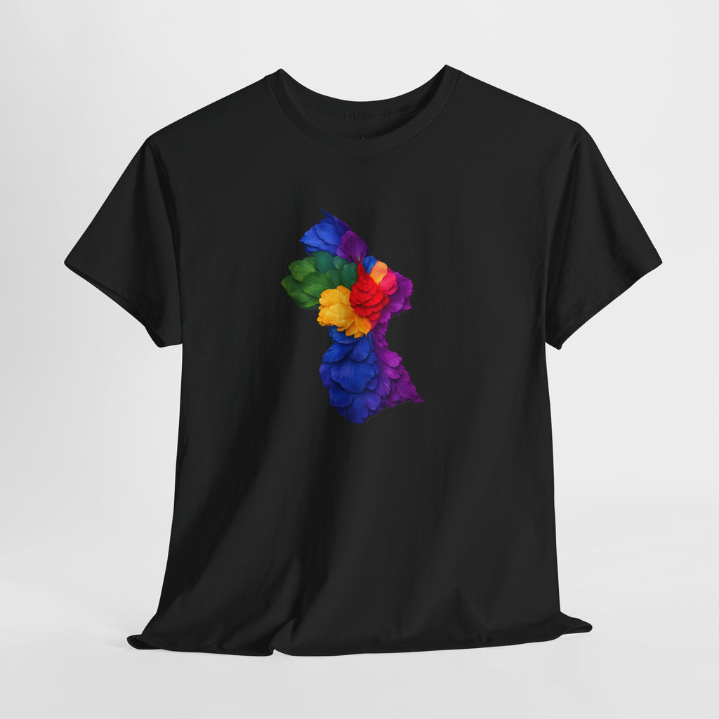 Guyana Floral Map T-Shirt — Colorful Petal Map Tee