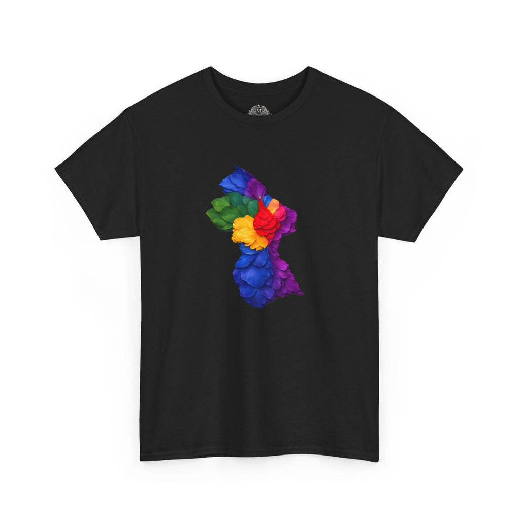 Guyana Floral Map T-Shirt — Colorful Petal Map Tee