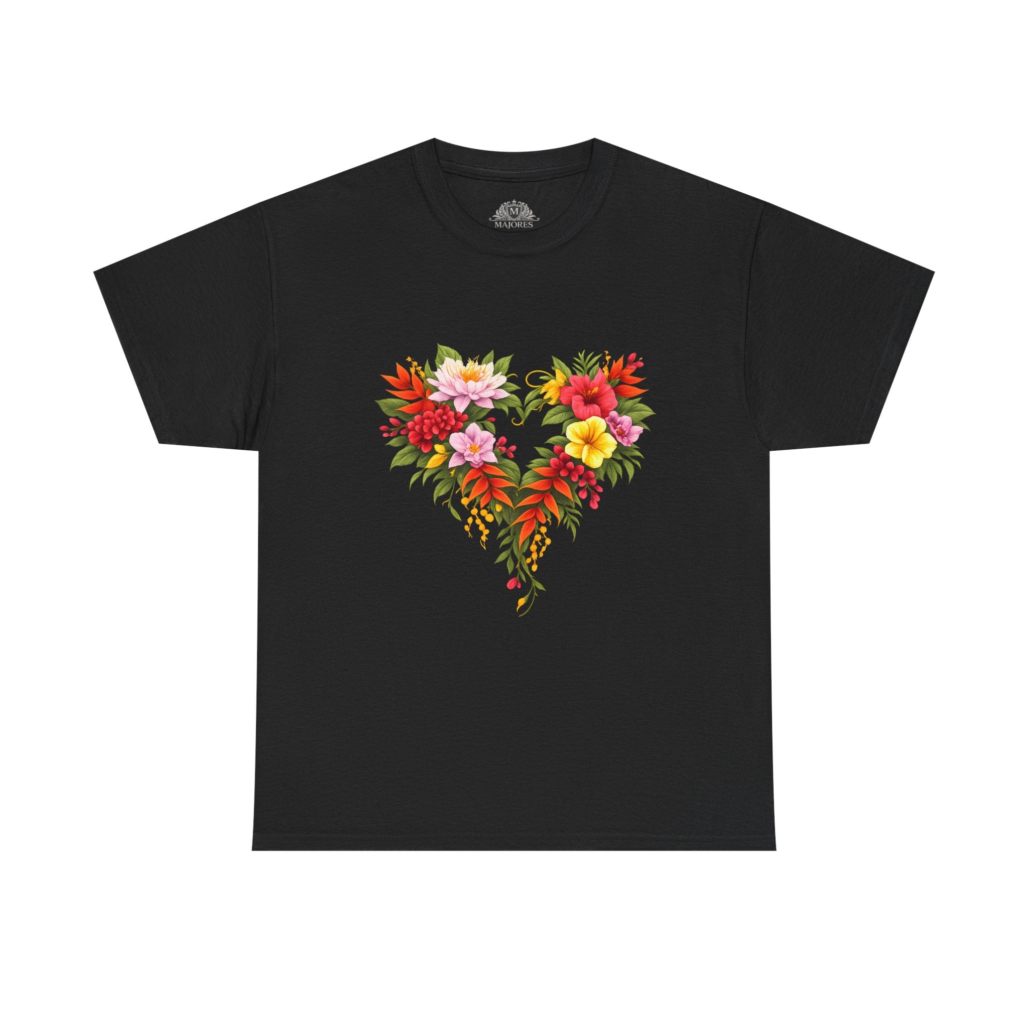 Floral Heart T‑Shirt — Tropical Flower Heart Graphic Tee