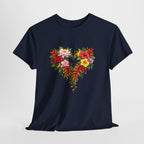 Floral Heart T‑Shirt — Tropical Flower Heart Graphic Tee