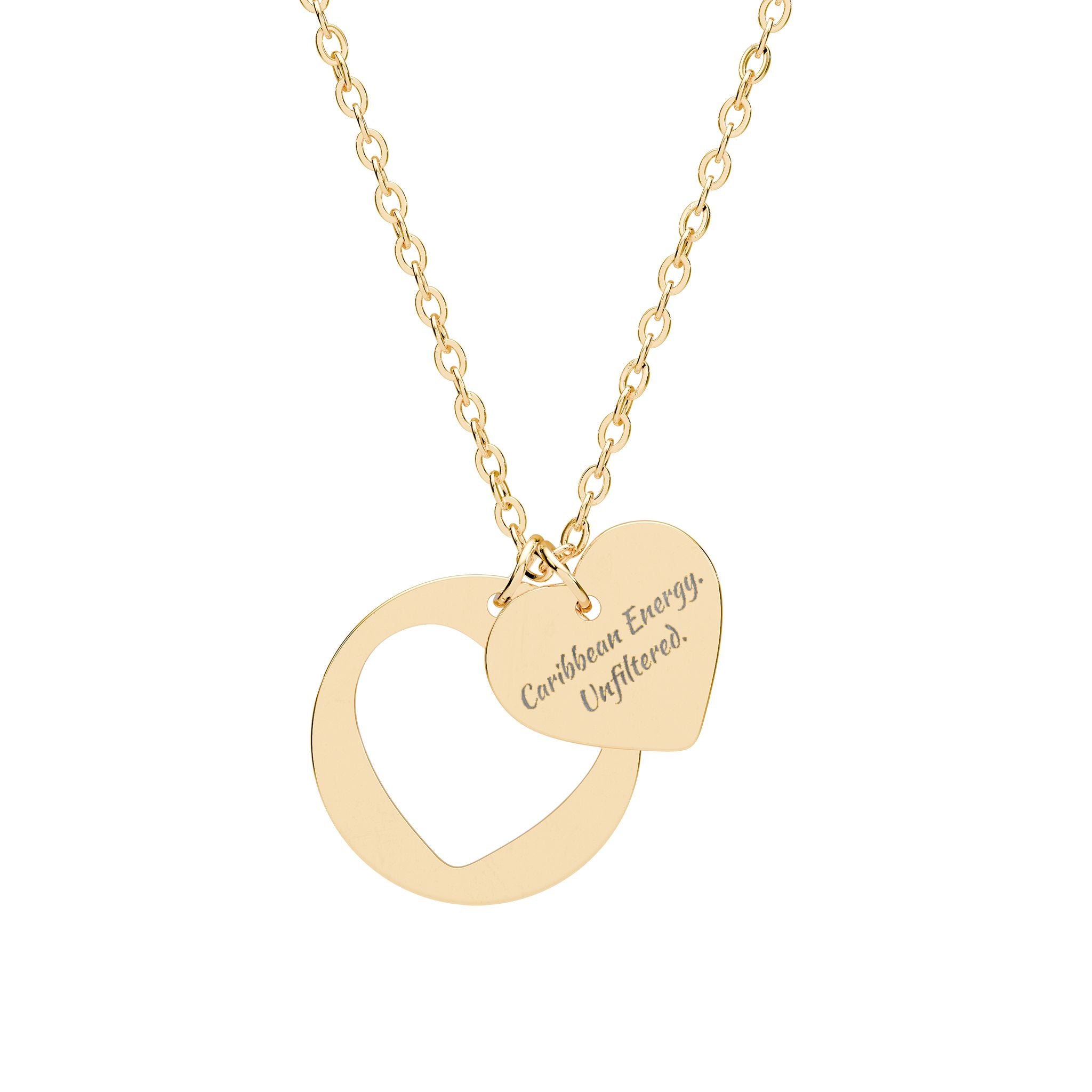 Engravable Heart Cutout Necklace — Personalized Double Pendant