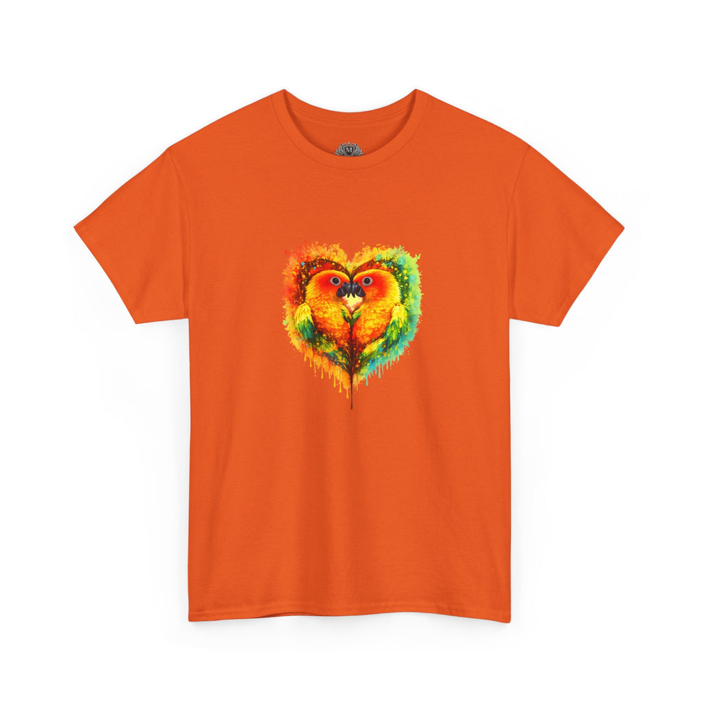 Sun Parakeet Heart Tee — Guyana Wildlife Tribute & Conservation Awareness