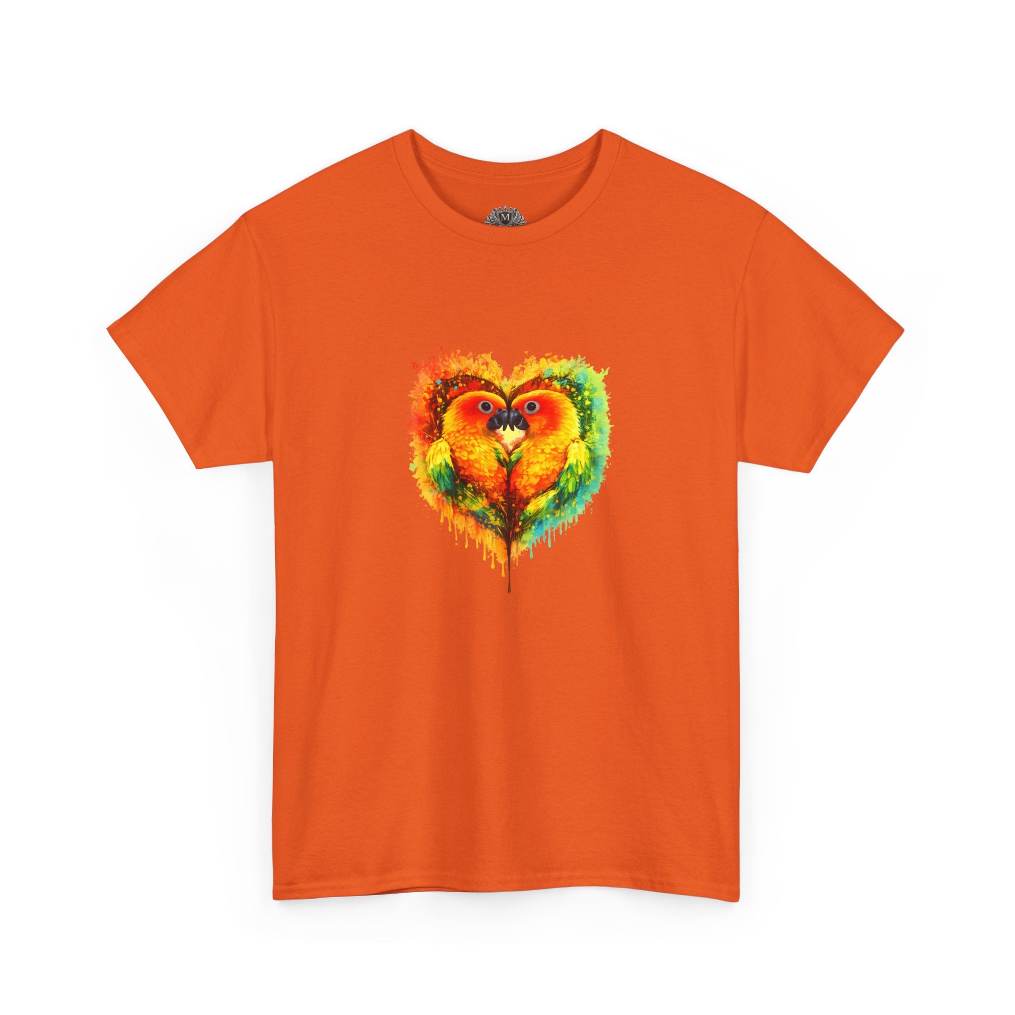 Sun Parakeet Heart Tee — Guyana Wildlife Tribute & Conservation Awareness
