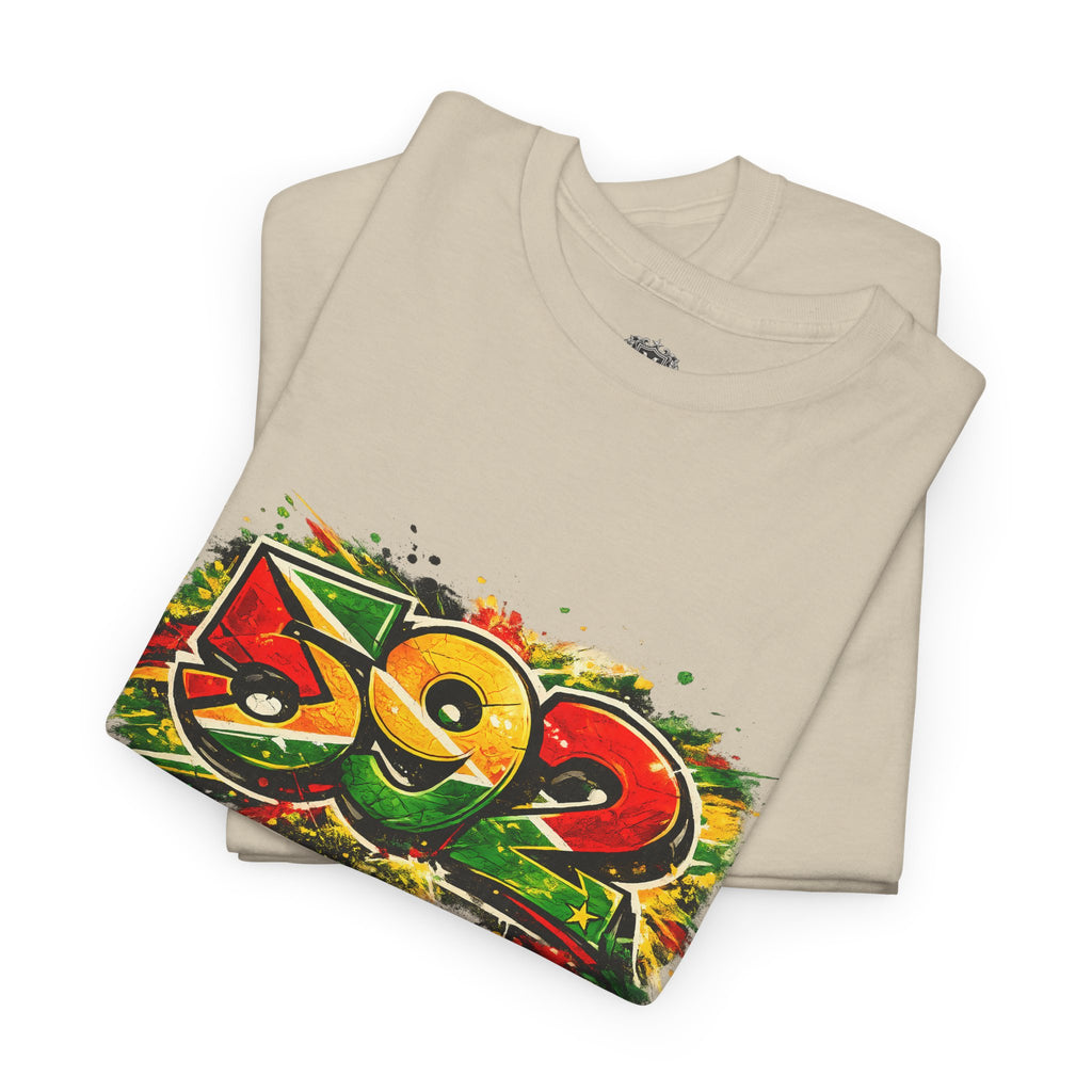 Guyana 592 Retro Street Art Tee — Vintage Area Code Pride