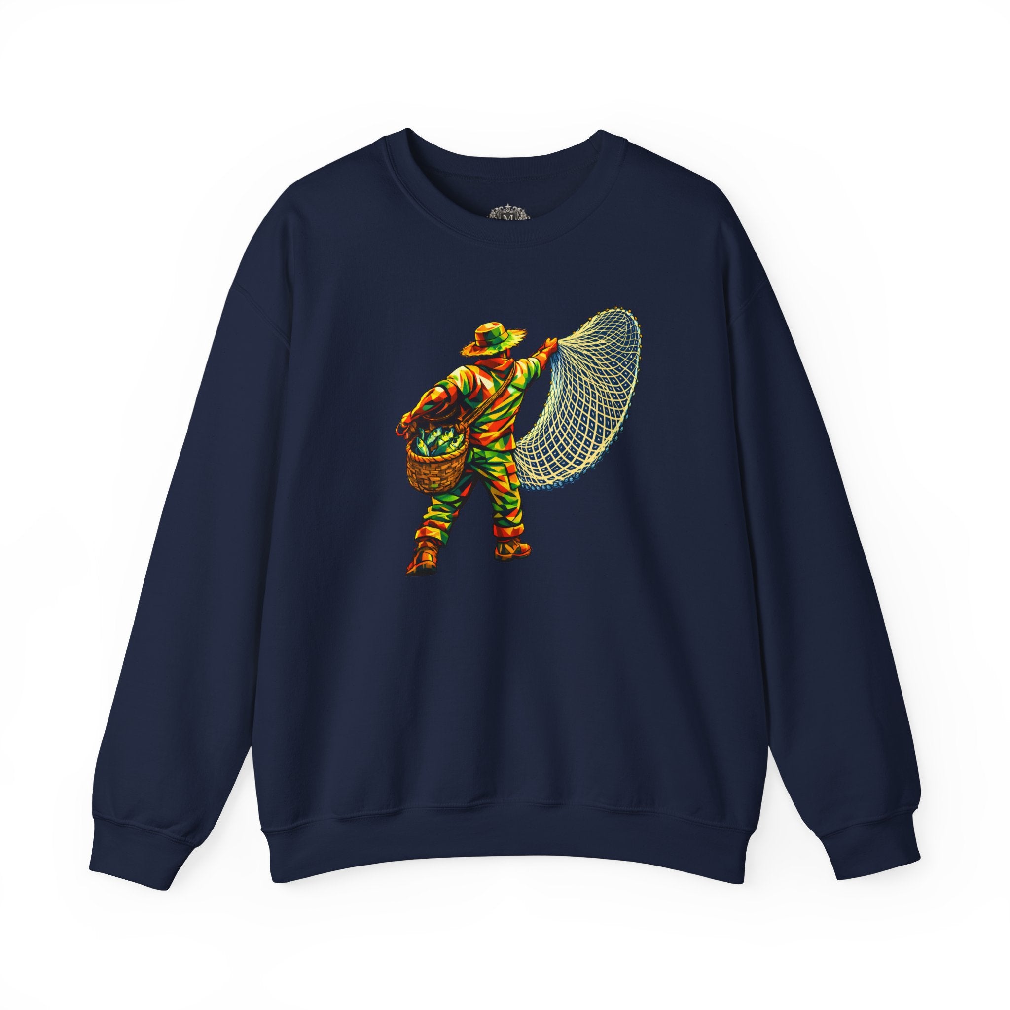 Fisherman with Casting Net Crewneck Sweatshirt — Honoring Our Fishers