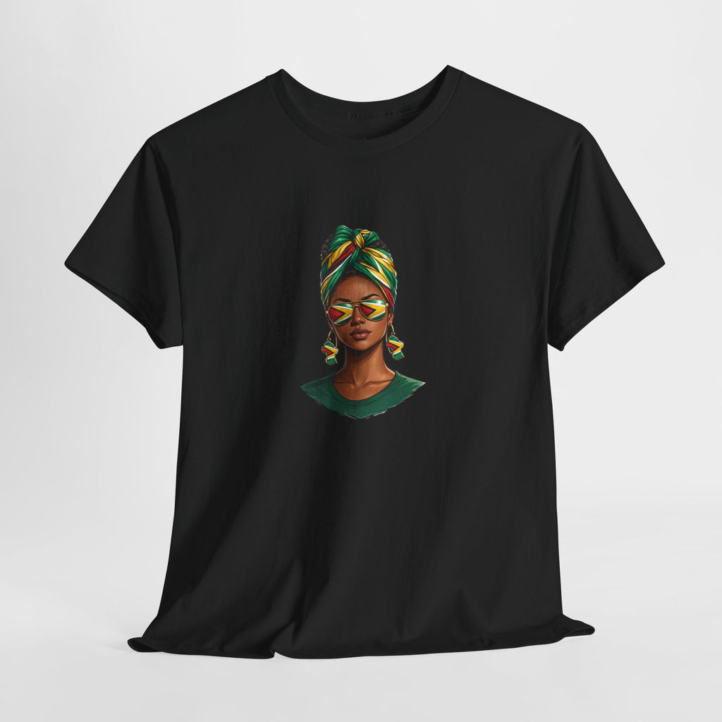 Afro Guyanese Headwrap Portrait T-Shirt — Afrocentric Art Tee