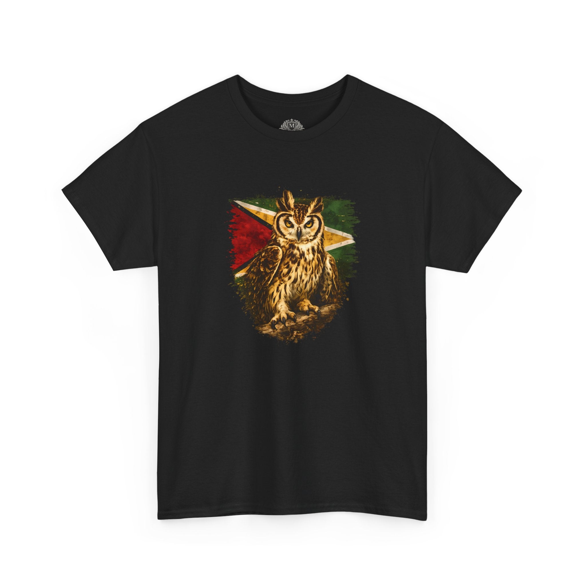 Hunter of the Night - Stripe Owl with Guyana Flag T‑Shirt