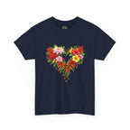 Floral Heart T‑Shirt — Tropical Flower Heart Graphic Tee