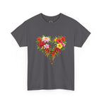 Floral Heart T‑Shirt — Tropical Flower Heart Graphic Tee
