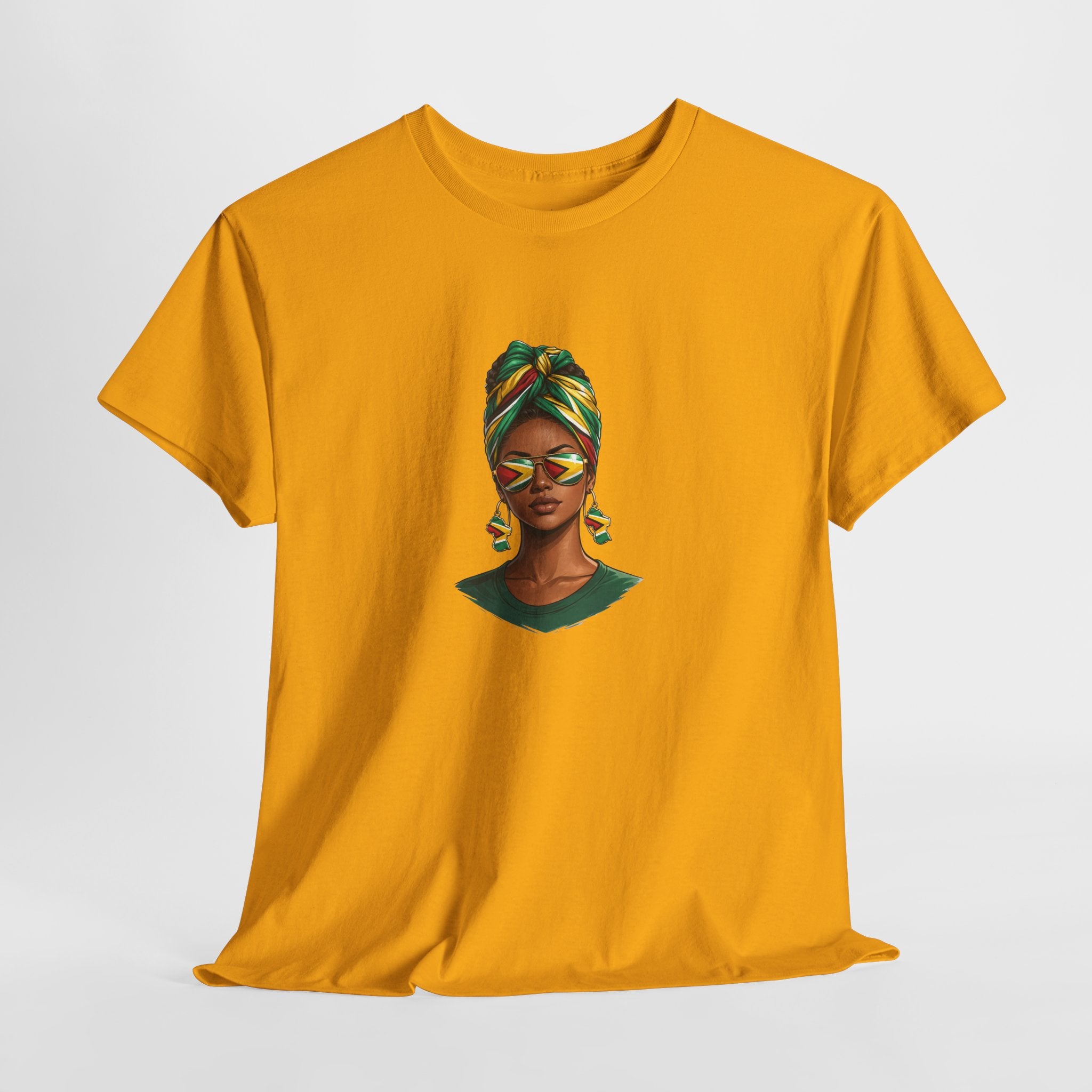 Afro Guyanese Headwrap Portrait T-Shirt — Afrocentric Art Tee
