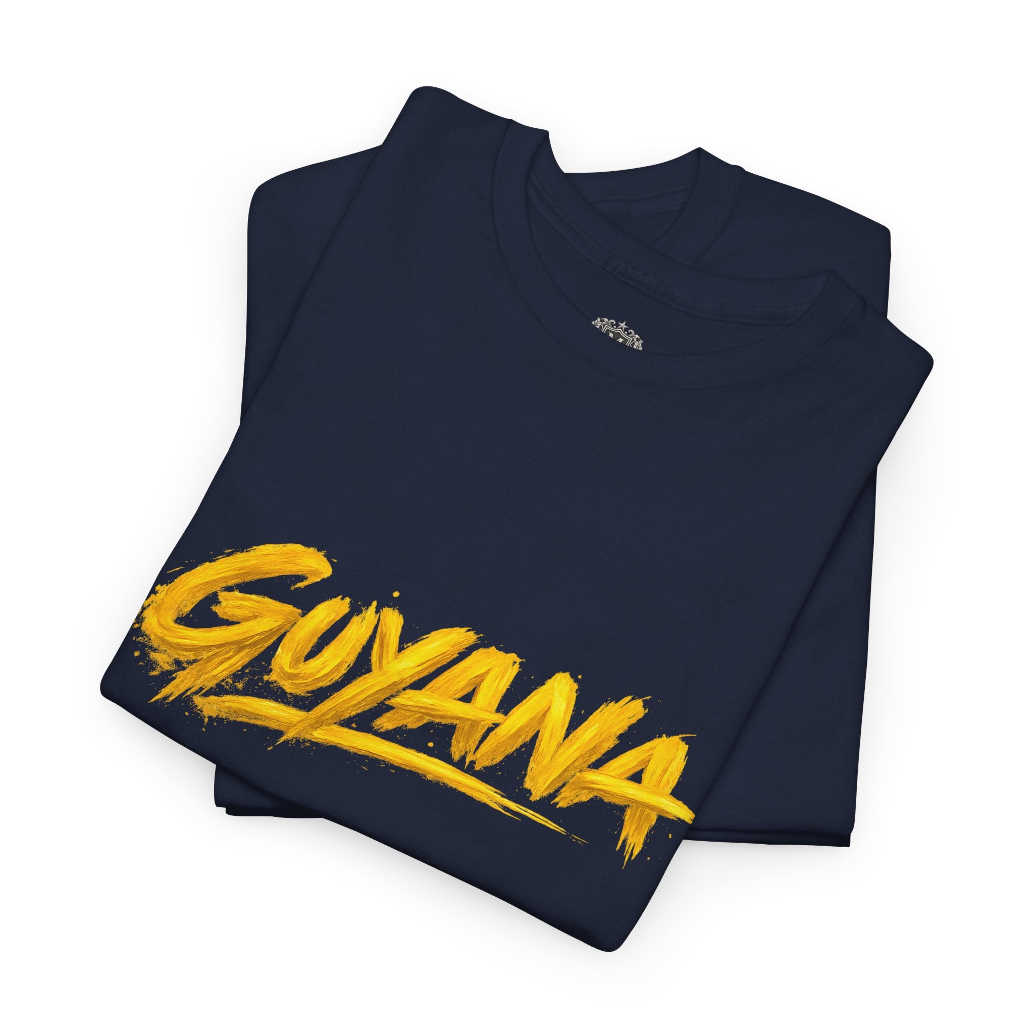 Guyana Script Tee — Bold Yellow Graphic T-Shirt