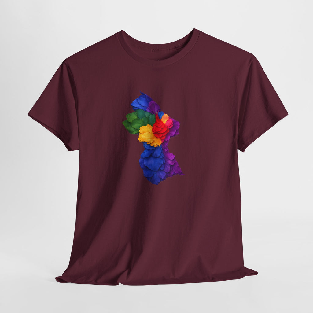 Guyana Floral Map T-Shirt — Colorful Petal Map Tee