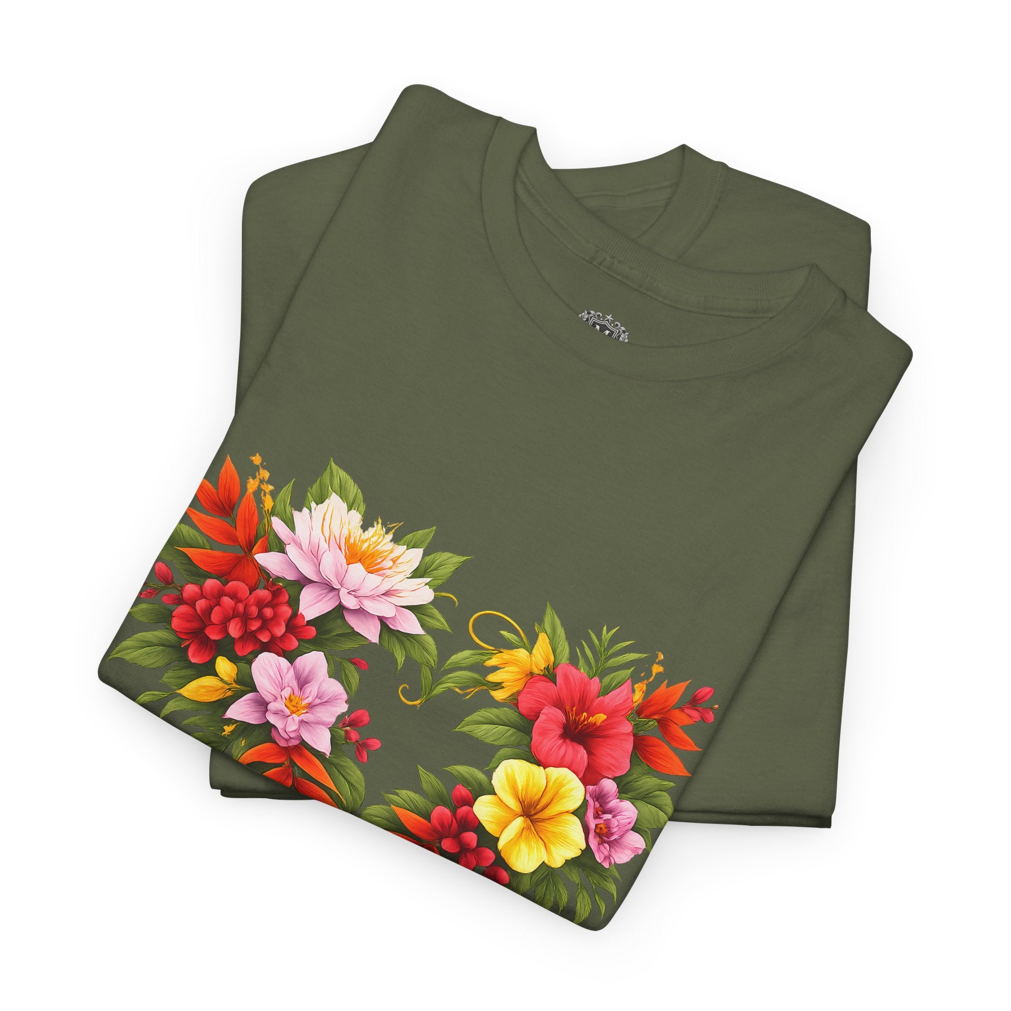 Floral Heart T‑Shirt — Tropical Flower Heart Graphic Tee