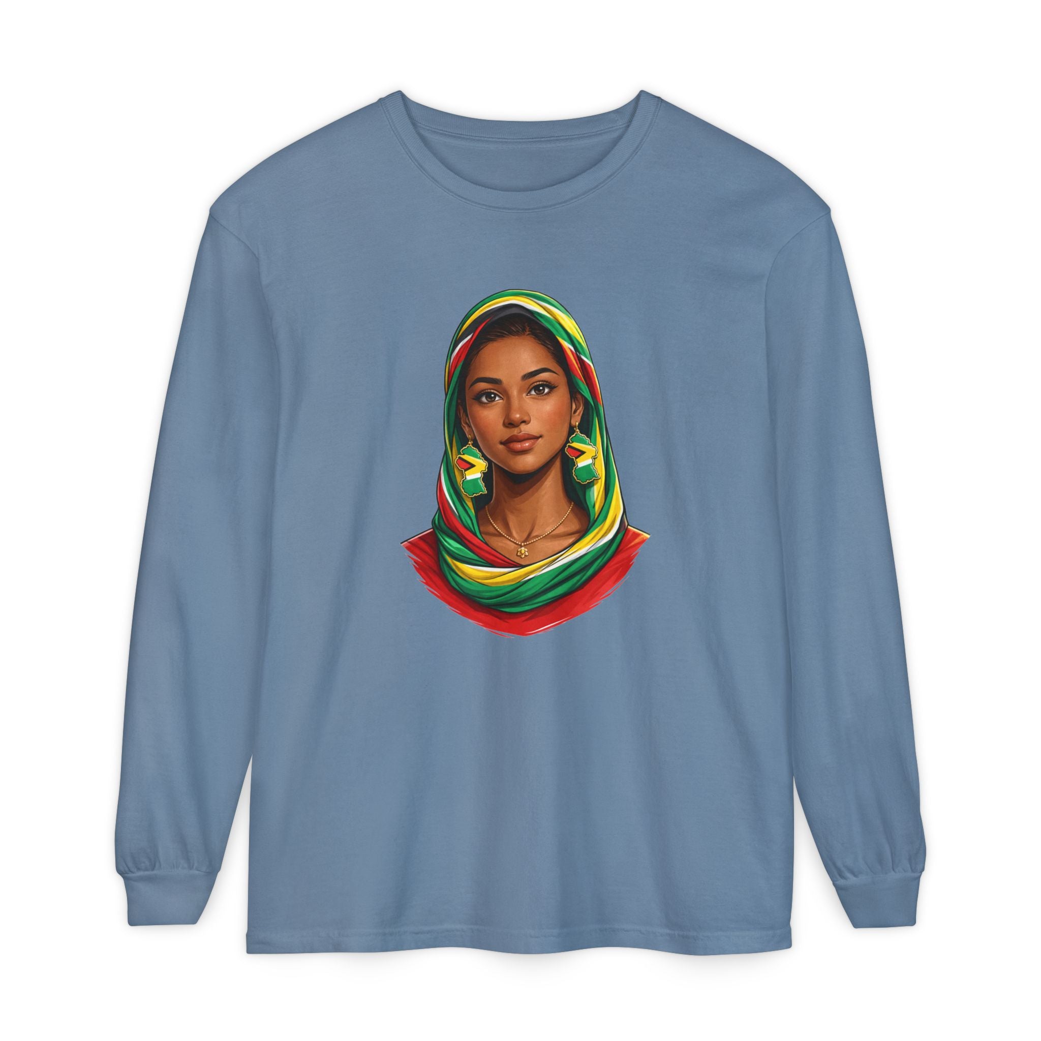 Indo Guyanese Woman Portrait — "Her Grace and Presence Does the Talking" Long Sleeve Tee