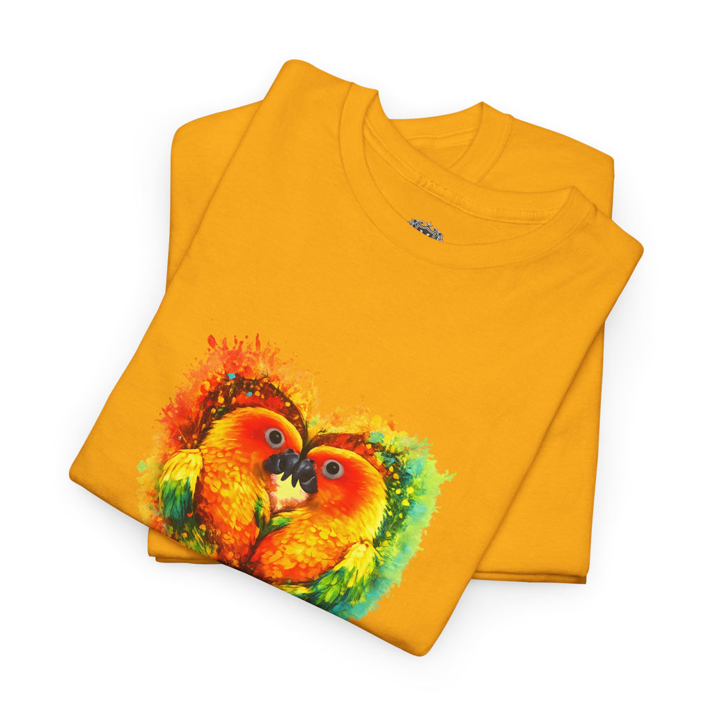 Sun Parakeet Heart Tee — Guyana Wildlife Tribute & Conservation Awareness