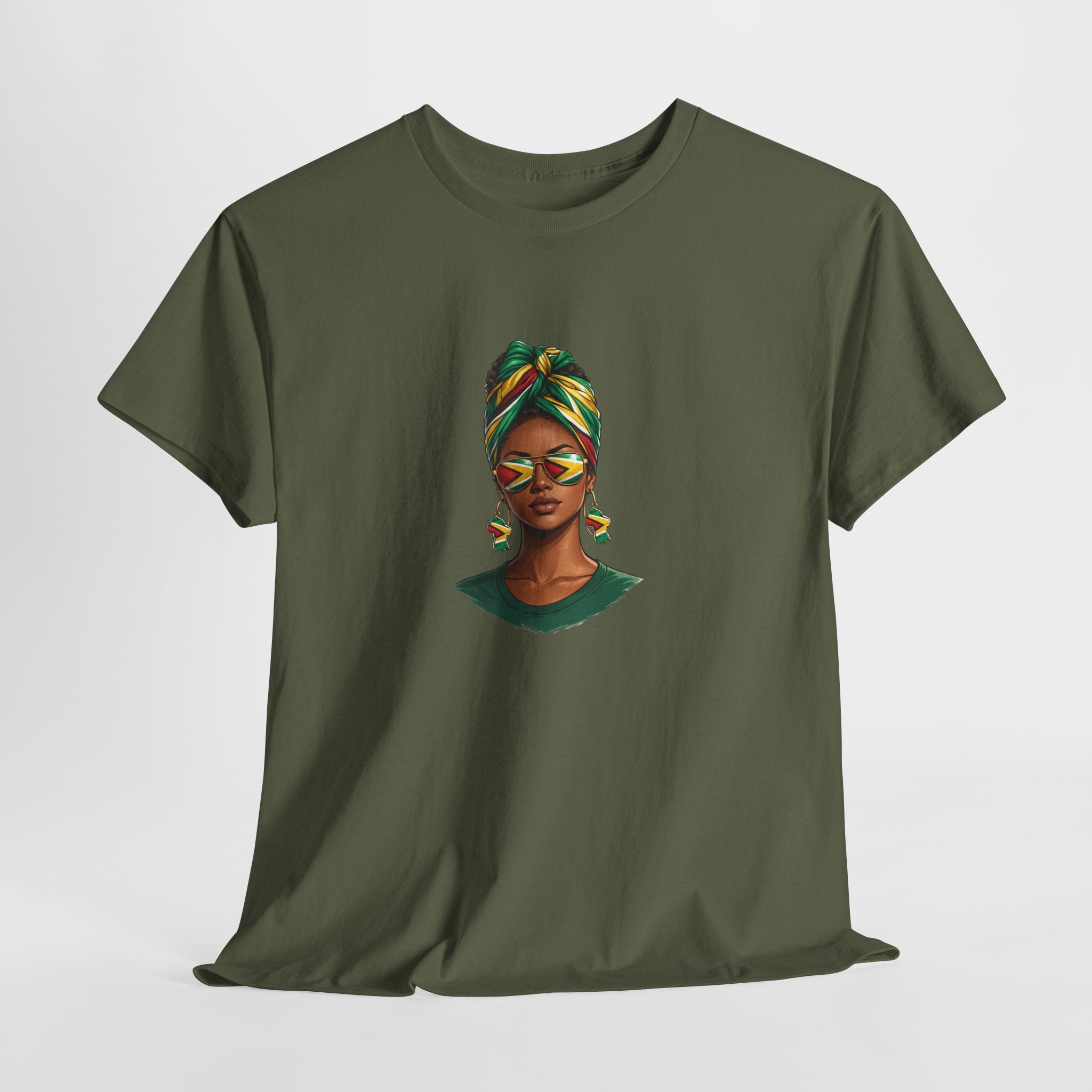 Afro Guyanese Headwrap Portrait T-Shirt — Afrocentric Art Tee